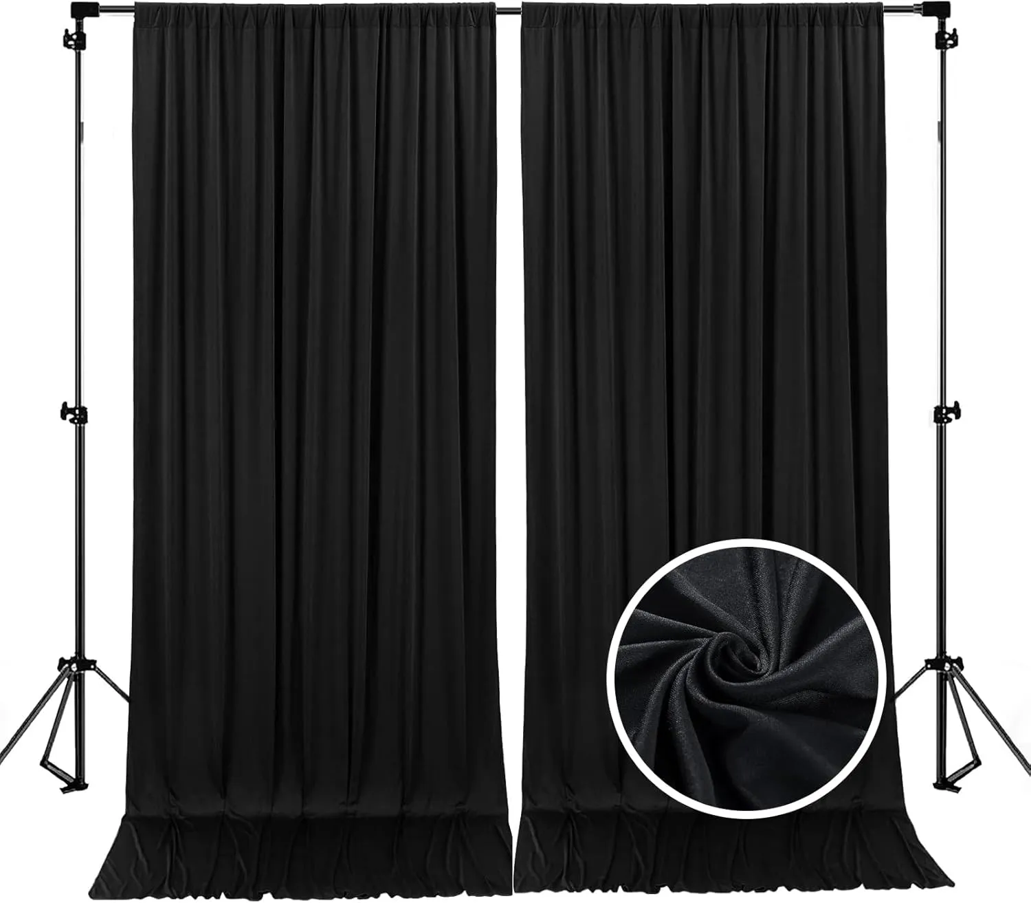 10 x 7 Feet New Black Backdrop Curtain for Partie, Background Curtains for Photoshoot, Birthday, Wedding, Halloween, Thanksgiving, Christmas, New Year Party Decorations 5Ft x 7Ft, 2 Panels