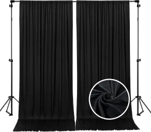 10 x 7 Feet New Black Backdrop Curtain for Partie, Background Curtains for Photoshoot, Birthday, Wedding, Halloween, Thanksgiving, Christmas, New Year Party Decorations 5Ft x 7Ft, 2 Panels