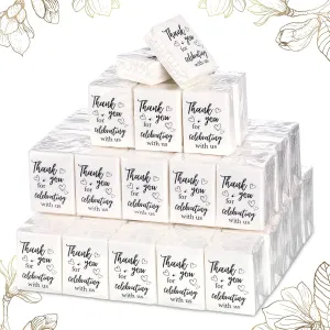 100 Pcs Wedding Facial Tissues Welcome Bags Mini Pocket Tissues Travel Size Wedding Favors for Guests 3 Ply Thank You for Celebrating with Us Celebration Graduation (Minimalist)