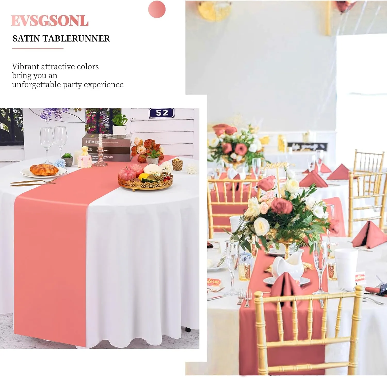 12 Pack Coral Satin Table Runner, 12 Inch × 72 Inch Bright Silk Table Runner for Wedding,Party,Banquet,Events,Graduations Decoration fit Rectangular and Round Table
