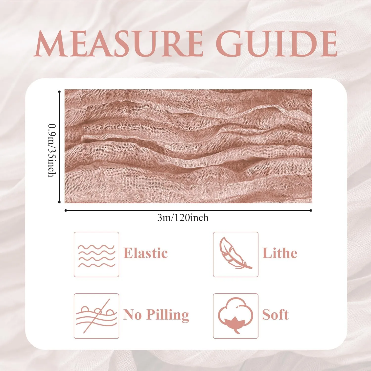 12PCS Table Runner Cheesecloth 10FT Dusty Pink Boho Gauze Cheese Cloth Rustic Sheer Table Runners for SpringWedding Bridal Baby Shower Party Decoration