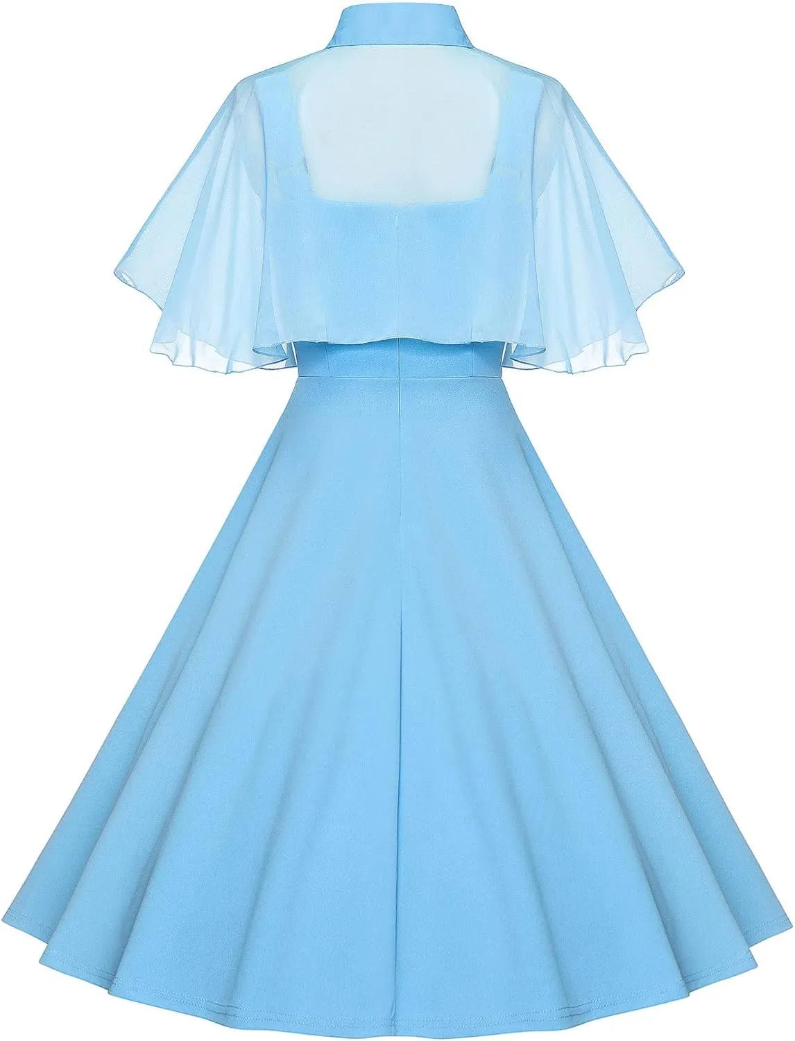 1950s Dresses for Women Vintage Goth Swing Cocktail Dress with Pockets and Chiffon Shawl