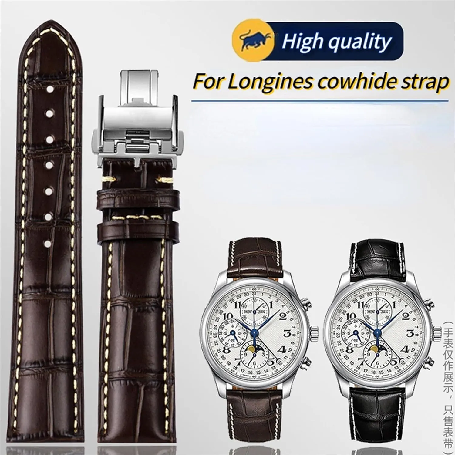 19mm 20mm 21mm Wrist band For Masters Collection L3 L4 L2.628/L2.673 Watch Strap Cowhide Leather Butterfly Buckle watchband