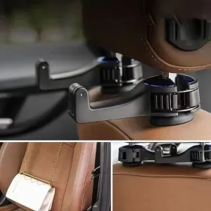 2 Pack for Porsche 718 911 991 992 996 997 Boxster Cayman Carrera Taycan Car Seat Headrest Hook Car Purse Hook Car Handbag Car seat Accessories Durable car Interior,E Black