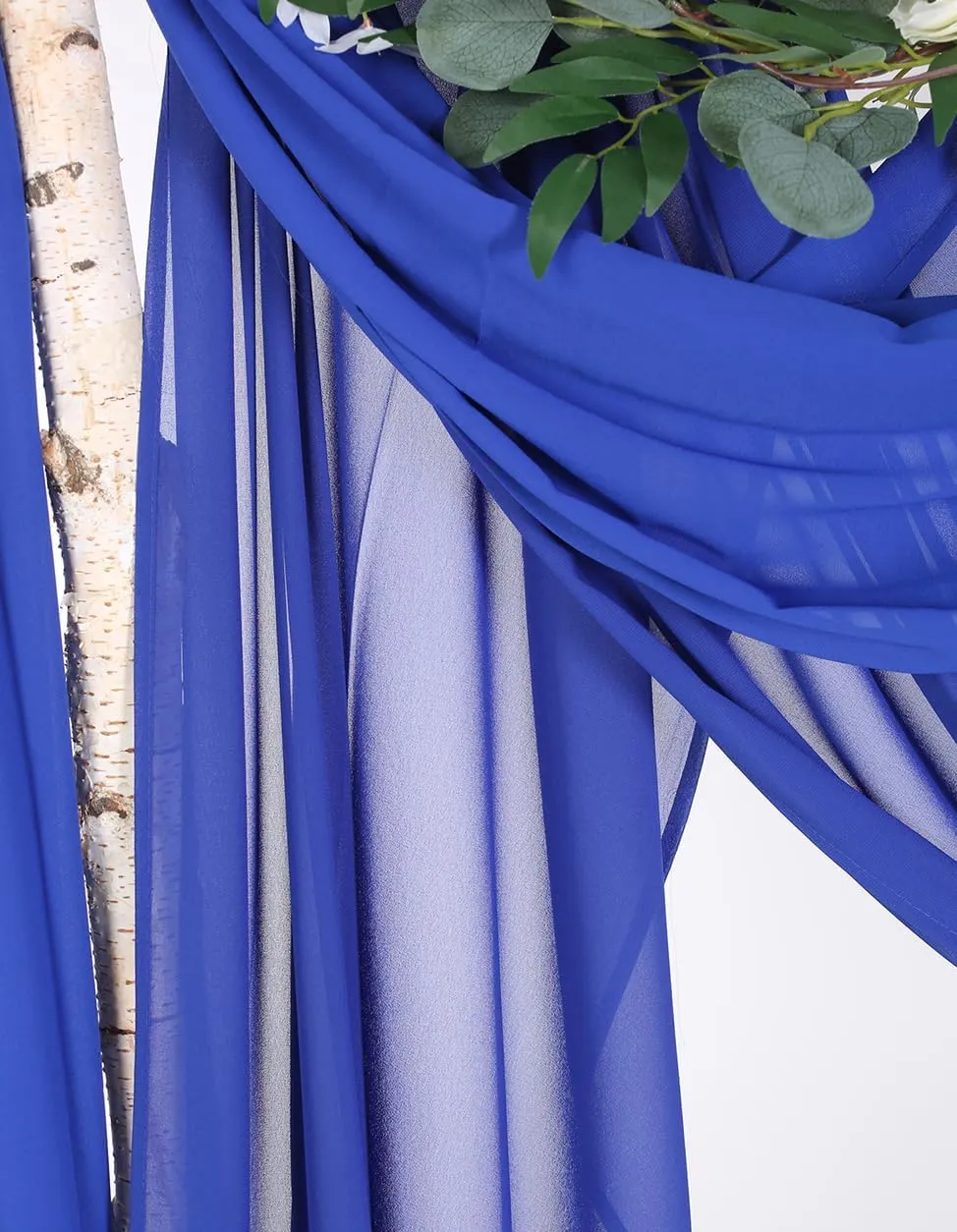 2 Panels 18Ft Wedding Arch Draping Fabric, Chiffon Fabric Drapes for Wedding Party Backdrop Decoration (Royal Blue & Royal Blue)