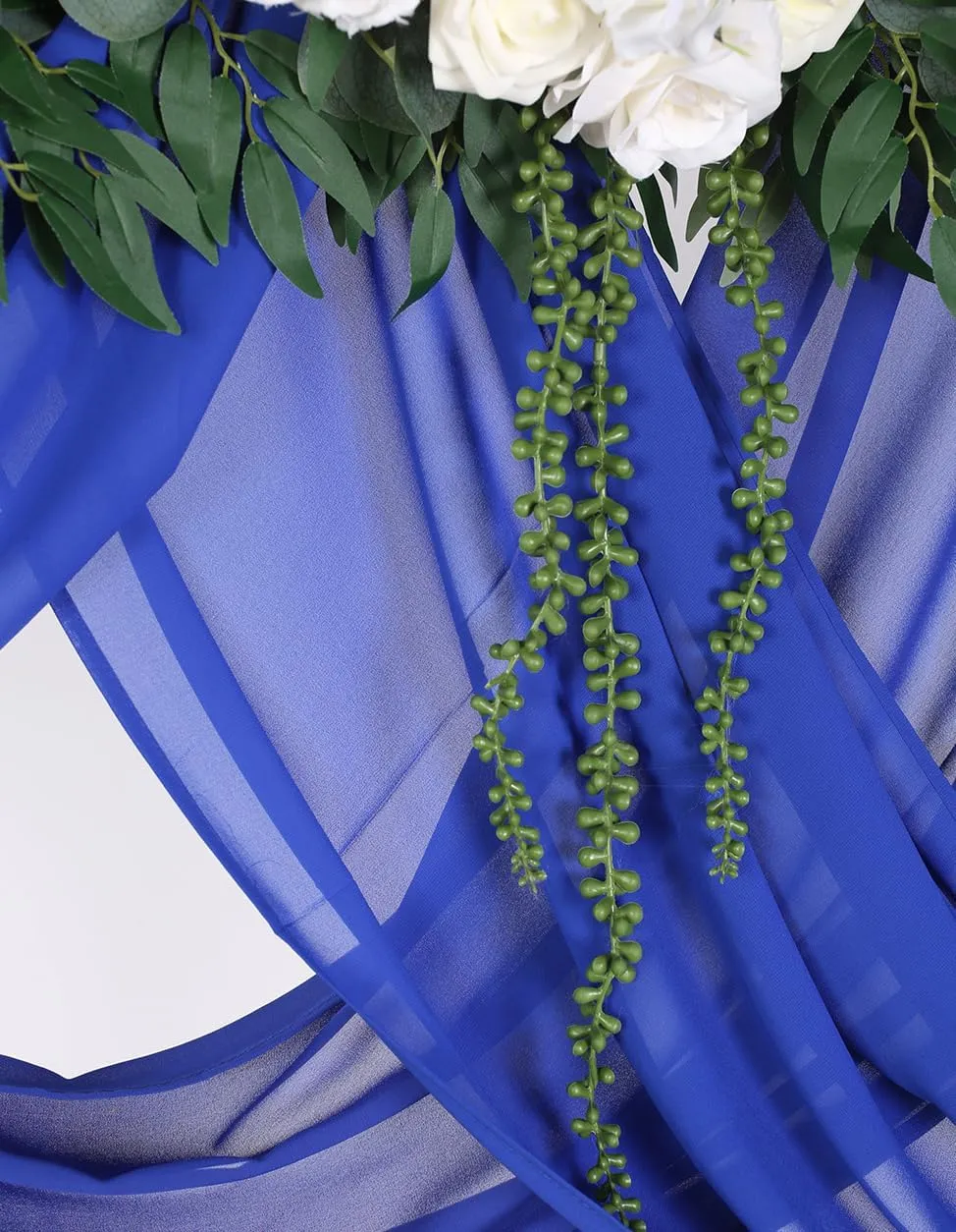2 Panels 18Ft Wedding Arch Draping Fabric, Chiffon Fabric Drapes for Wedding Party Backdrop Decoration (Royal Blue & Royal Blue)