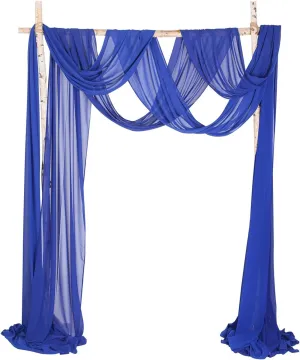 2 Panels 18Ft Wedding Arch Draping Fabric, Chiffon Fabric Drapes for Wedding Party Backdrop Decoration (Royal Blue & Royal Blue)