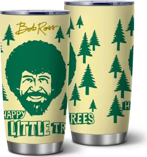 20 Oz Bob Ross Happy Little Trees Gift for Women,Gifts for Bob Ross Fans,Happy Accidents Gift for Men,Novelty with Quotes Present,Funny Stainless Steel Vacuum Tumbler with Lid,1 Pcs