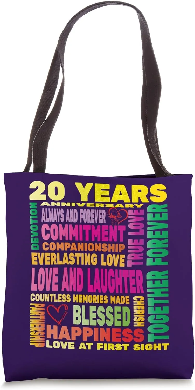 20 Years Anniversary of Love Happy Marriage Couple Lovers Tote Bag