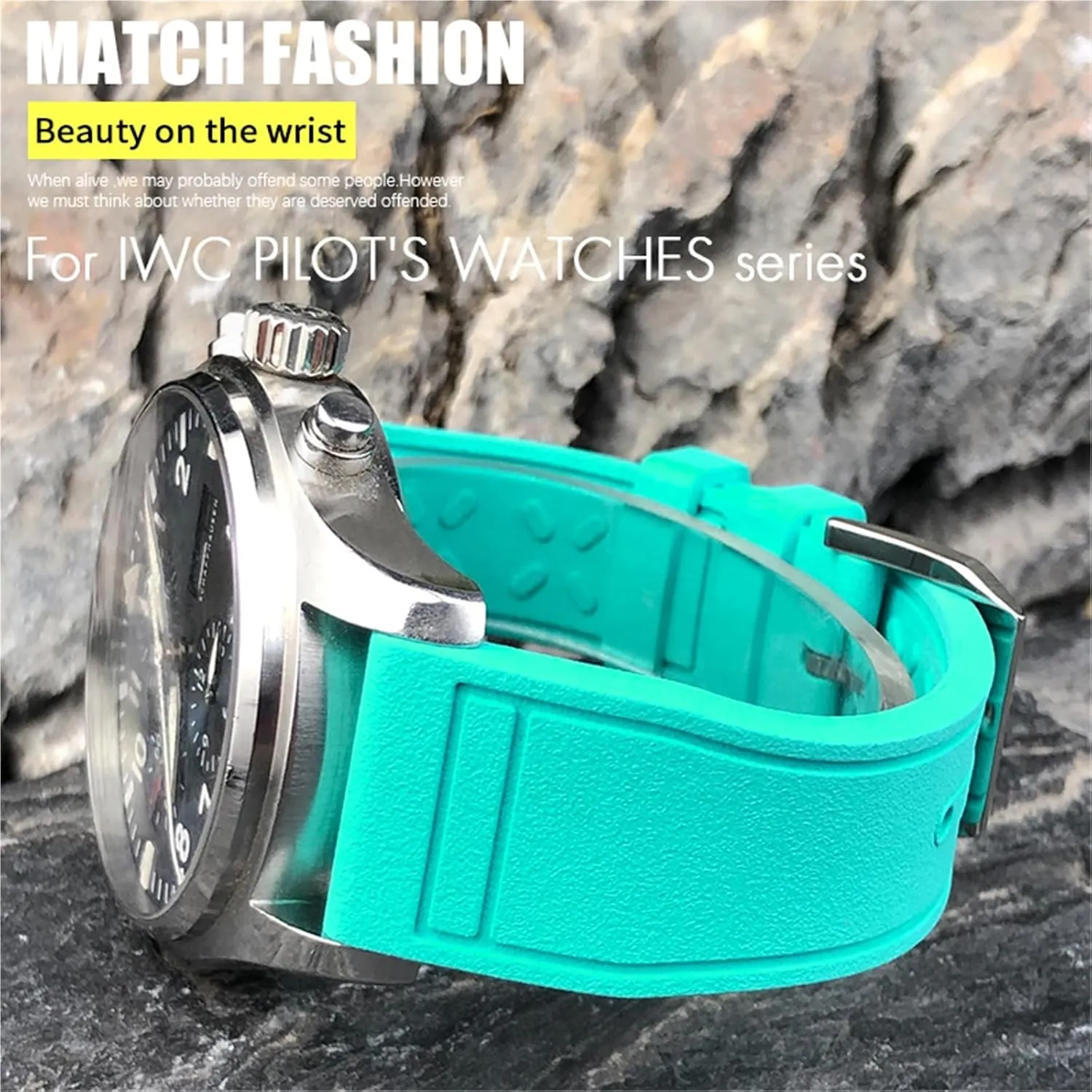 20mm 21mm 22mm Fluororubber Watchband，For IWC IW3881 IW3777 Upgrade Replacement Watchbands Soft Fluororubber Strap