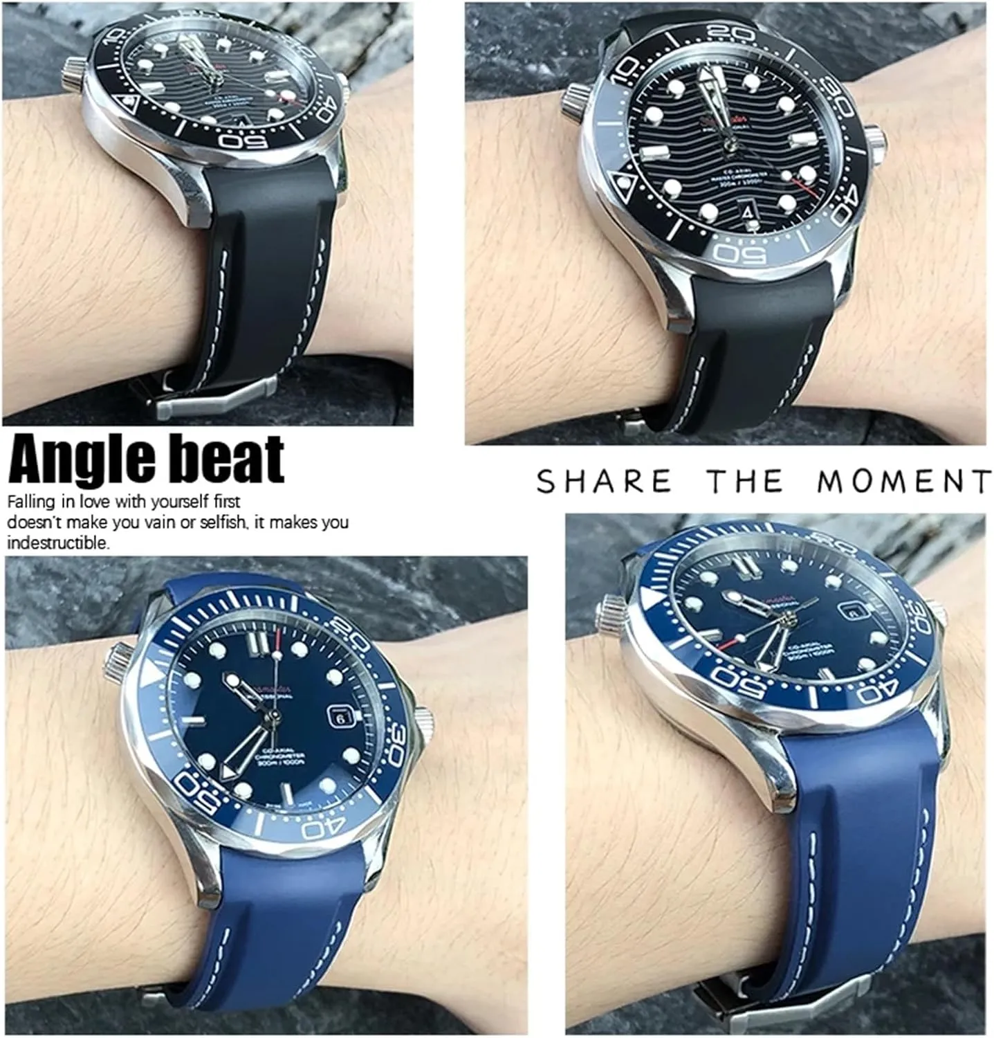 20mm 22mm Silicone Rubber Watchbands for Omega Seamaster Planet Ocean for Speedmaster Moon Watch Waterproof Strap