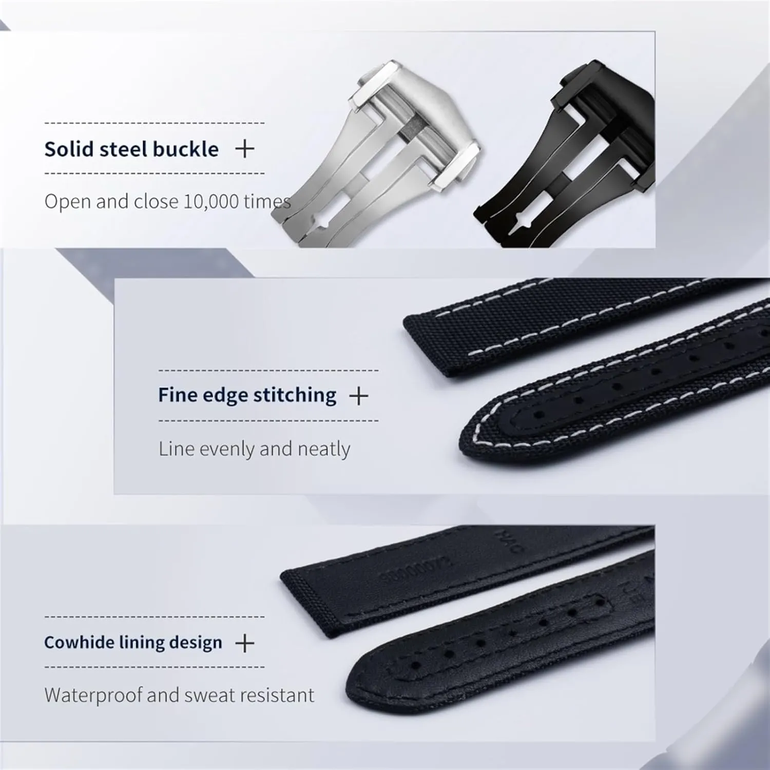 20mm Gray Nylon Fabric Watchband Fit For Omega Strap For AT150 Seamaster 300 Planet Ocean De Ville Speedmaster Curved End Watch Band