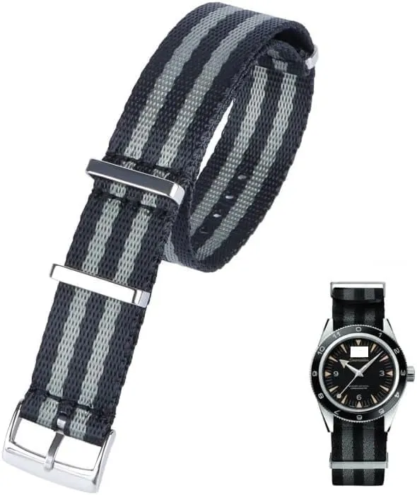 20mm High Density Nylon Bracelet Soft for Omega Speedmaster 007 Seatbelt Wristband Military Sport Retro Watchband for Seiko Strap Braid Belt