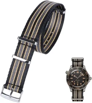 20mm High Density Nylon Bracelet Soft for Omega Speedmaster 007 Seatbelt Wristband Military Sport Retro Watchband for Seiko Strap Braid Belt