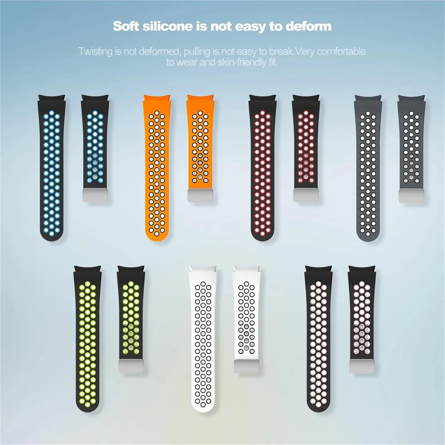20mm Silicone Strap for Samsung Galaxy Watch 6 Classic 43 47mm 5Pro 45mm Breathe No Gaps Buckle Watch 7 6 5 4 40mm 44mm Watchbands