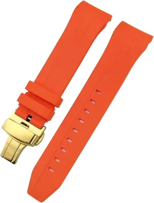21mm 22mm Curved End Rubber Watchband for Tissot T120 Seastar T120407A T120417A Black Orange Silicone Watch Strap Wrist Bracelet