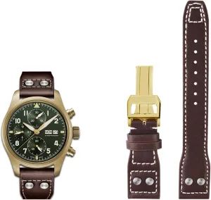 21mm 22mm Genuine Leather Watch Band For IWC Big Pilot Flamethrower Little Prince Mark Strap Willow Nail Bracelet