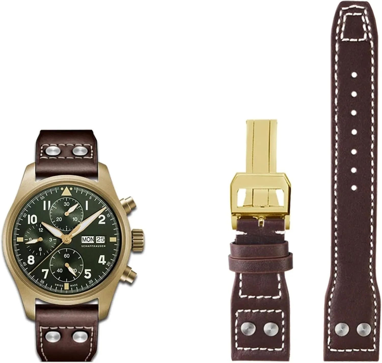 21mm 22mm Genuine Leather Watch Band For IWC Big Pilot Flamethrower Little Prince Mark Strap Willow Nail Bracelet