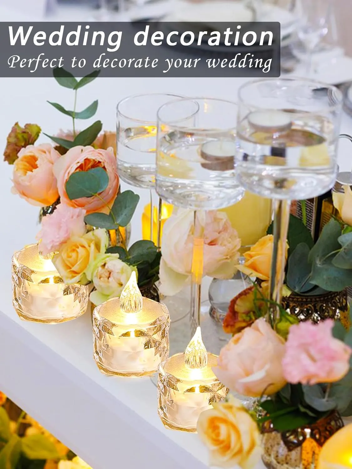 24PCS Flameless LED Candles - Battery Operated Votive Lights for Wedding Centerpieces, Holiday Tablescapes, Yoga Studios - Safe Tabletop Decor for Dinner Parties & Home Ambiance Lighting