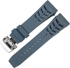25mm Rubber Silicone Watch Band for Richard Mille Strap Stainless Steel Folding Buckle Blue Strap Watch Accessories Blue Strap