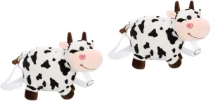 2pcs Bags Plush Woman Small Outdoor Girls Cross Shopping with Messenger Coin Adjustable Purse Shoulder Bag Daily Shaped Gift Portable Hand Kids Body Cow Purses Strap Print Cartoon