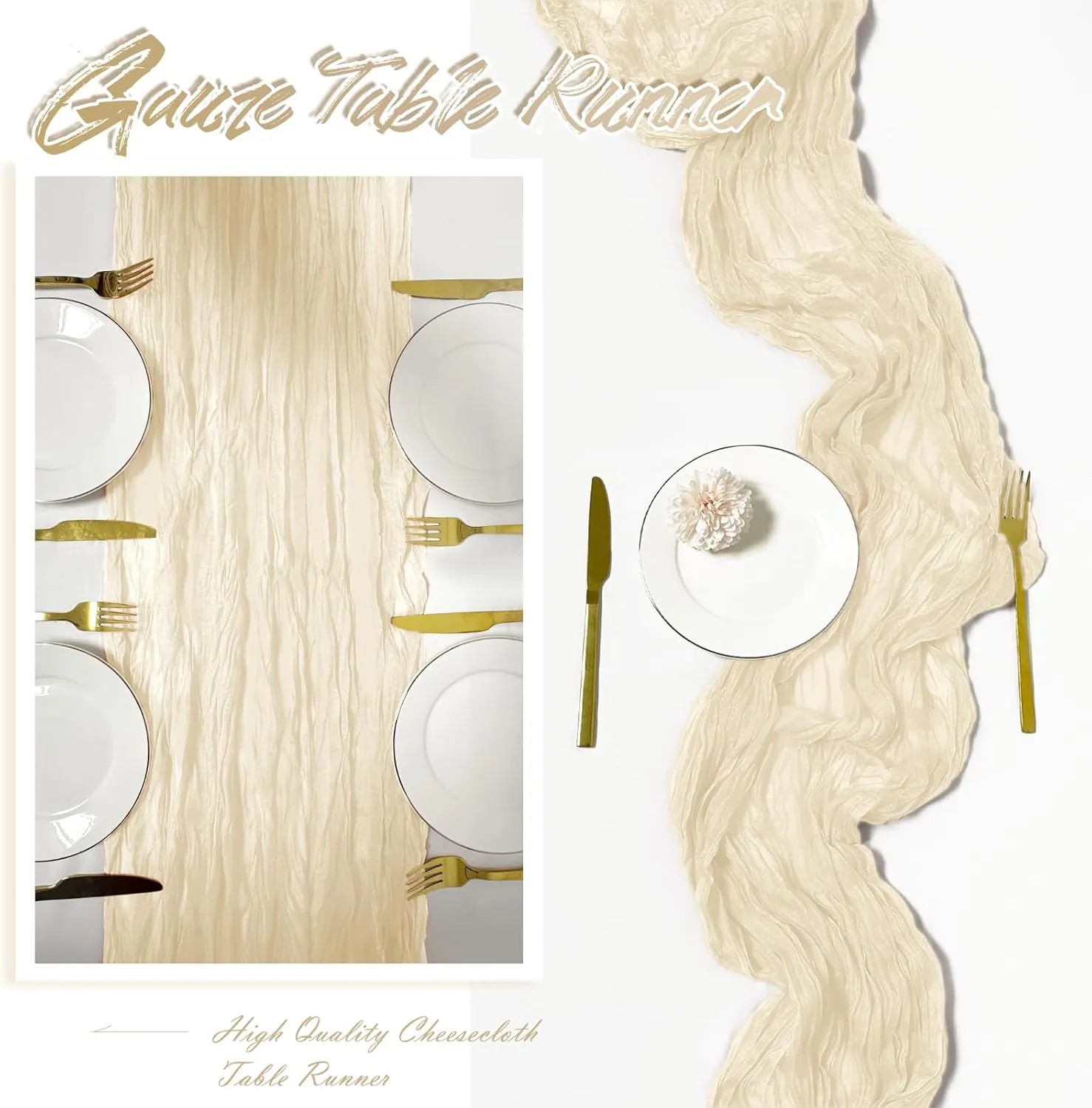 30 Pack Ivory Cheesecloth Table Runner 17 x 108 inch Cheese Cloth Table Runners 9ft Ivory Table Runner Rustic Romantic Sheer Gauze Runner for Wedding Party Baby Shower Table Decoration