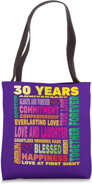 30 Years Anniversary of Love Happy Marriage Couple Lovers Tote Bag