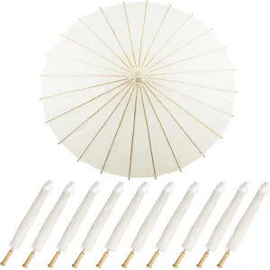 32" Paper Umbrellas for Weddings Wooden Handle Paper Parasol Umbrella Decorative Chinese Japanese Painting Umbrellas Crafts for Wedding Bridal Party Decor White