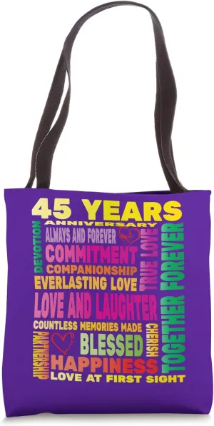 45 Years Anniversary of Love Happy Marriage Couple Lovers Tote Bag