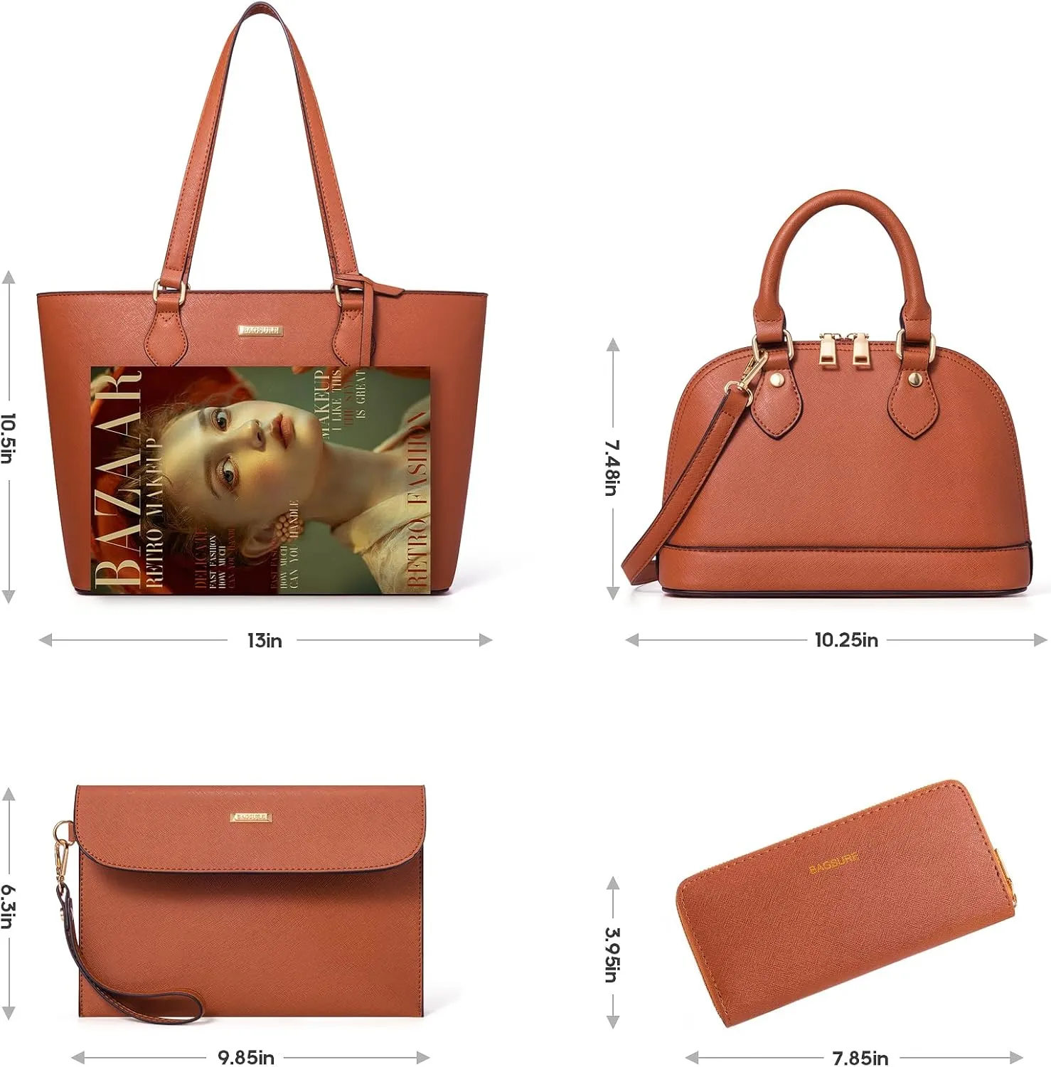 4PCS Women Fashion Handbags Purses Wallet Tote Shoulder Bags Casual Crossbody Bags, Best Valentine's Day Gift for Ladies Girls, Satchel Purse Set 4pcs