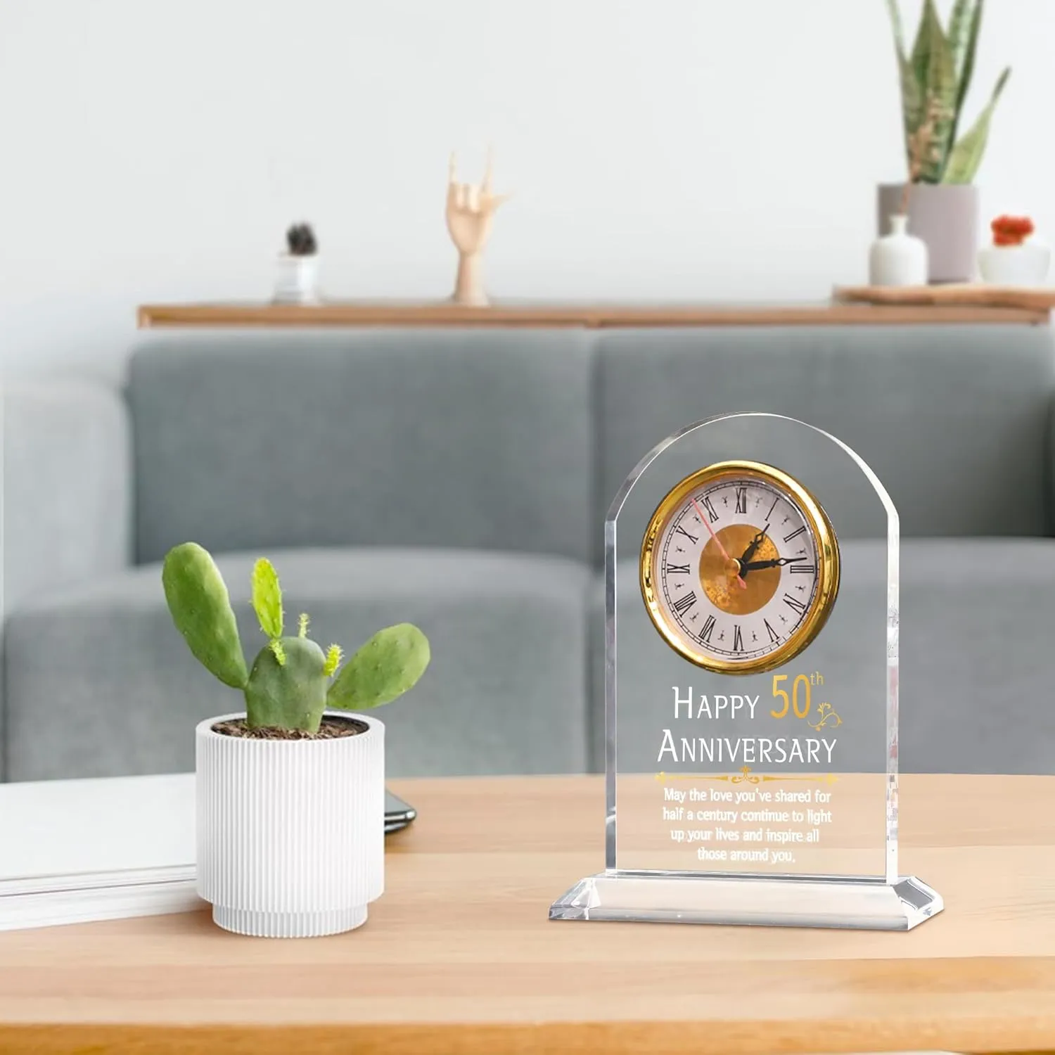 50th Anniversary Wedding Gift, Anniversary Quartz Clock, Desk Table Clock, 50 Years of Marriage, Golden Wedding for Couple, Parents, Grandparents (50th Anniversary)
