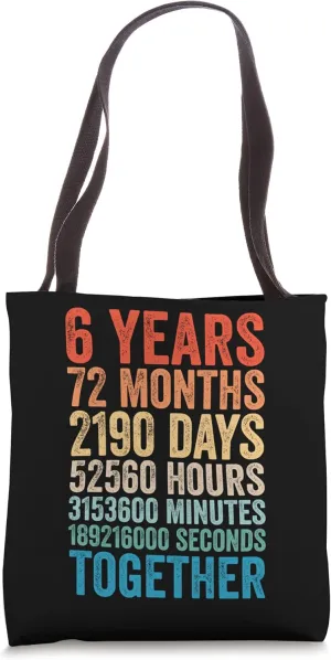 6 Year Anniversary Him Her Romantic Couple 6th Wedding Tote Bag