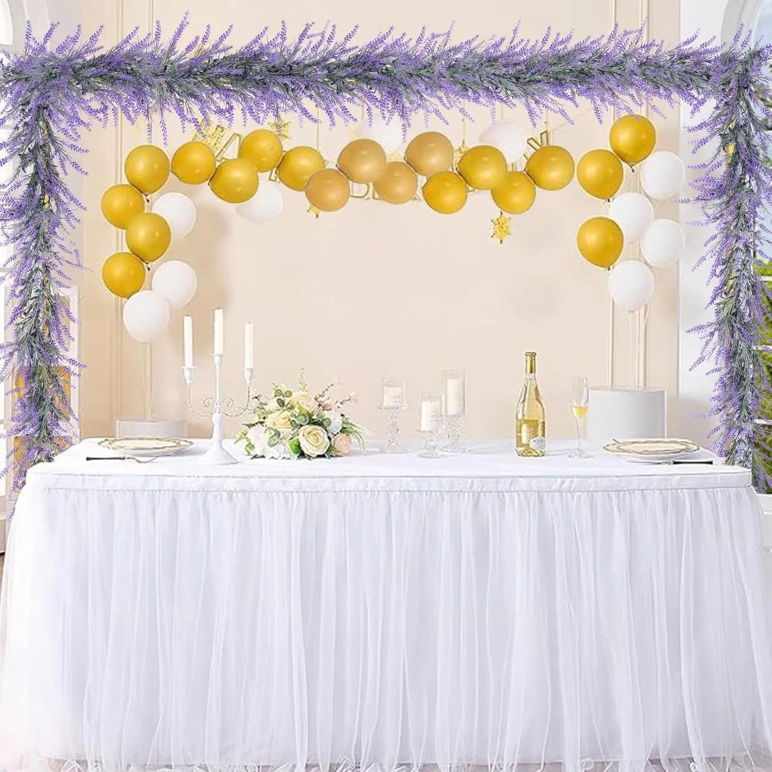 6Ft Lavender Purple Artificial Garland, Spring Summer All Year Lavender Garland for Farmhouse Wedding Mantle Arch Porch Stair Table Indoor Door Home Decoration
