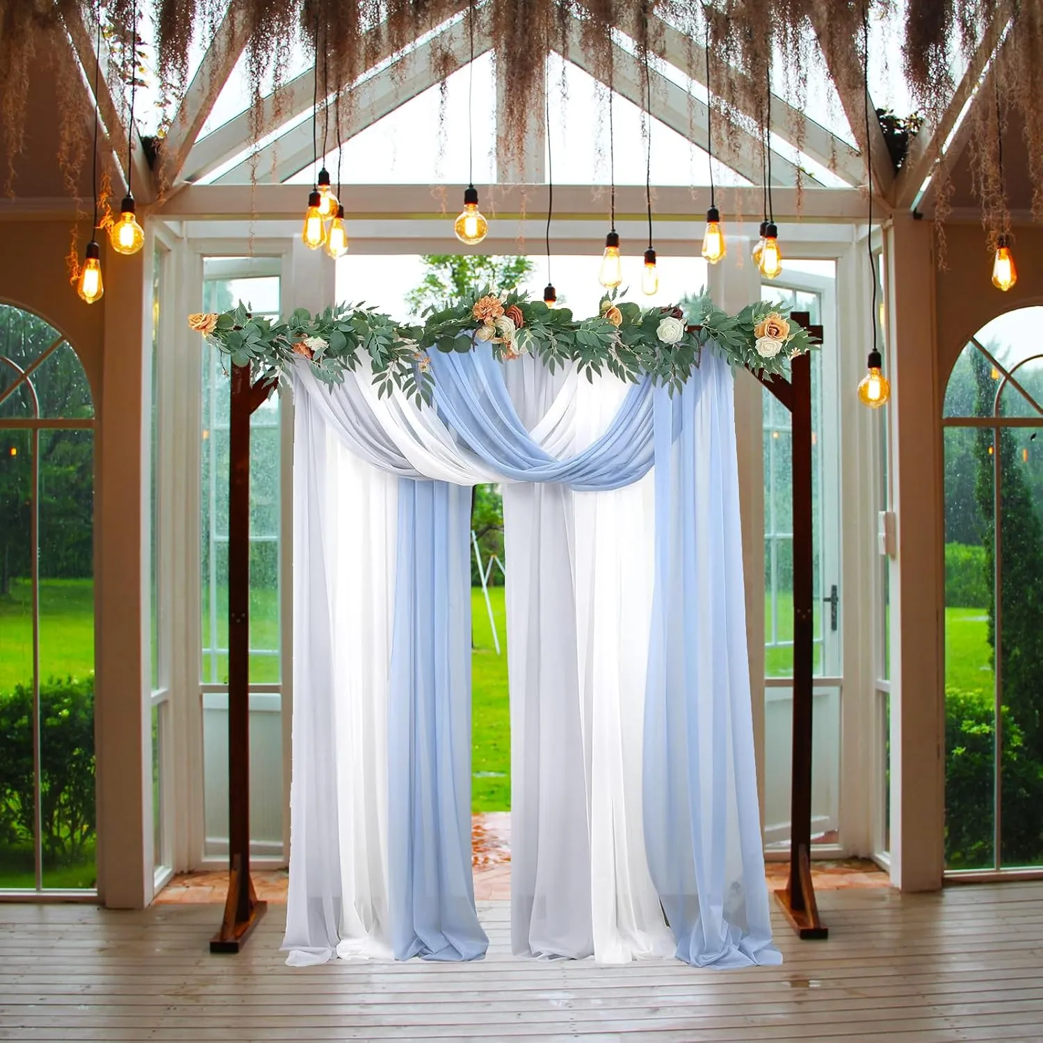 7.3FT Wooden Wedding Arch Stand Square Wood Arch Wedding Arbor for Ceremony Party Proposal Scene Garden