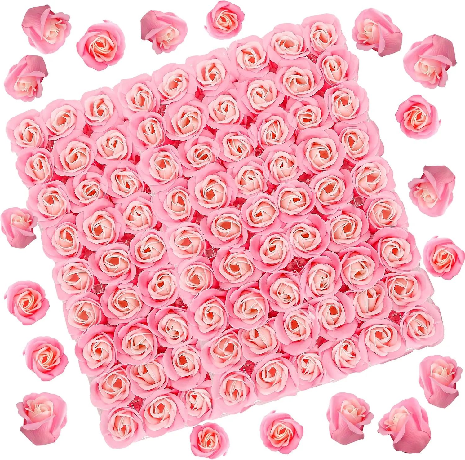 81PCS Soap Flower, Roses Rosas Floral Shaped Scented Bath Body Shower Petals Bouquet Flores De Jabon for Her, Valentine's Day, Wedding, Birthday, Mothers Day, Anniversary, Party Favors Gifts Idea Pink
