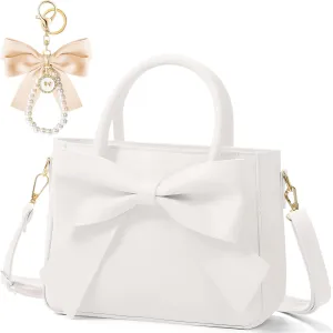 Abbylike Cute Purses for Women Leather Crossbody with Bow Charm Small Handbags with Adjustable Shoulder Strap