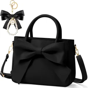 Abbylike Cute Purses for Women Leather Crossbody with Bow Charm Small Handbags with Adjustable Shoulder Strap
