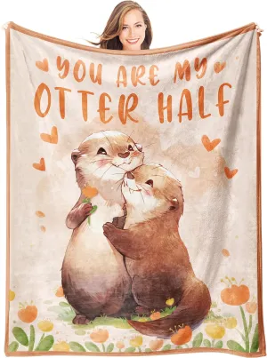 AceThrills Anniversary Blanket Gifts for Women Wife, Gifts for Wife Girlfriend Birthday, Romantic Gifts for Her - 50" × 60" Otter Blanket