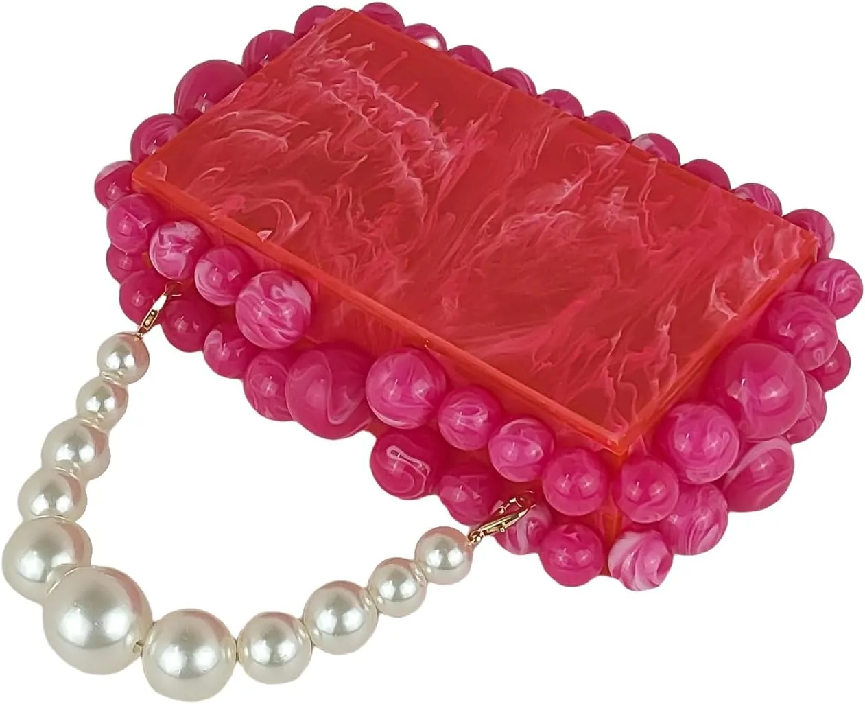 Acrylic Evening Handbag Marble Box Clutch Purse Women Beaded Party Prom Cocktail Bag