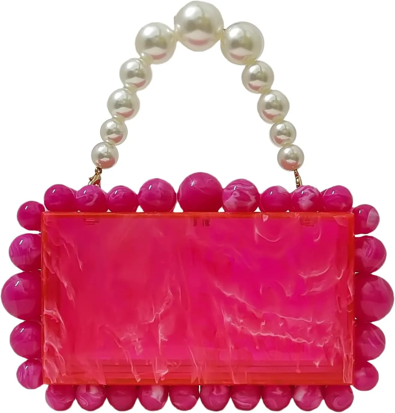 Acrylic Evening Handbag Marble Box Clutch Purse Women Beaded Party Prom Cocktail Bag