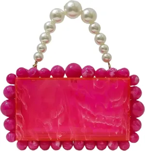 Acrylic Evening Handbag Marble Box Clutch Purse Women Beaded Party Prom Cocktail Bag