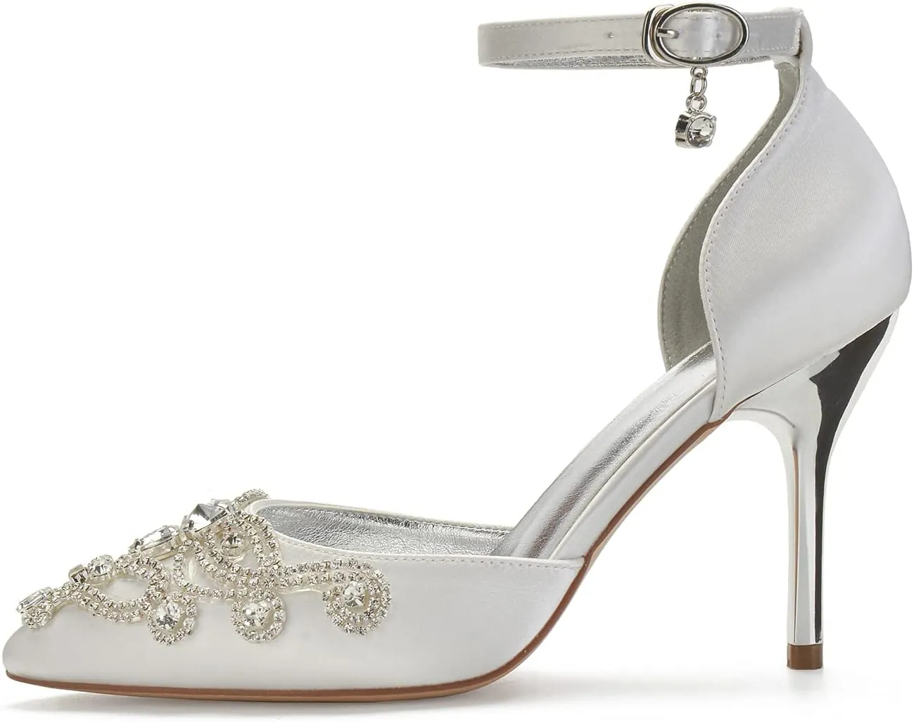 ADMLZQQ Rhinestone Wedding Shoes for Bride High Heel Bridal Shoes Closed Toe Wedding Heels Dress Banquet Shoes