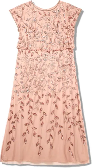Adrianna Papell Women's Blouson Beaded Long Dress