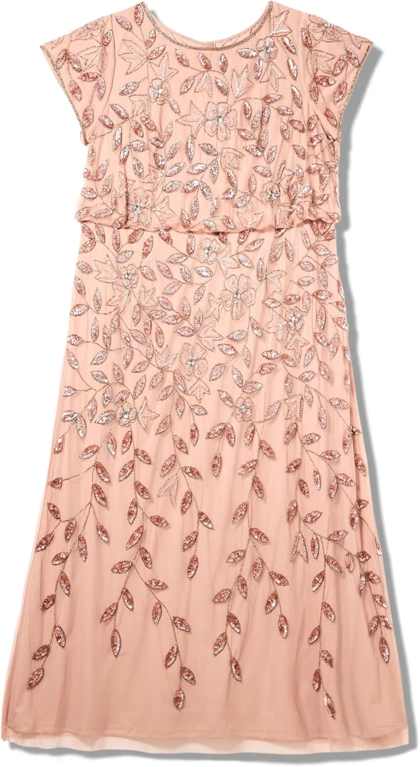 Adrianna Papell Women's Blouson Beaded Long Dress