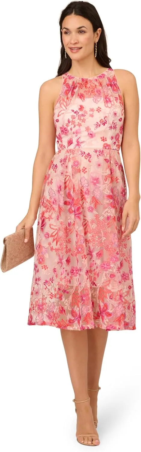 Adrianna Papell Women's Embroidered Fit and Flare