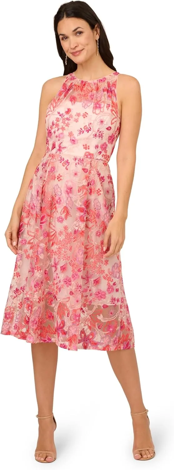 Adrianna Papell Women's Embroidered Fit and Flare