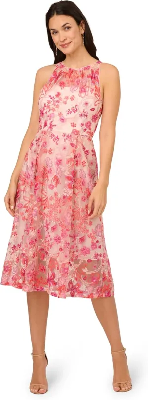 Adrianna Papell Women's Embroidered Fit and Flare