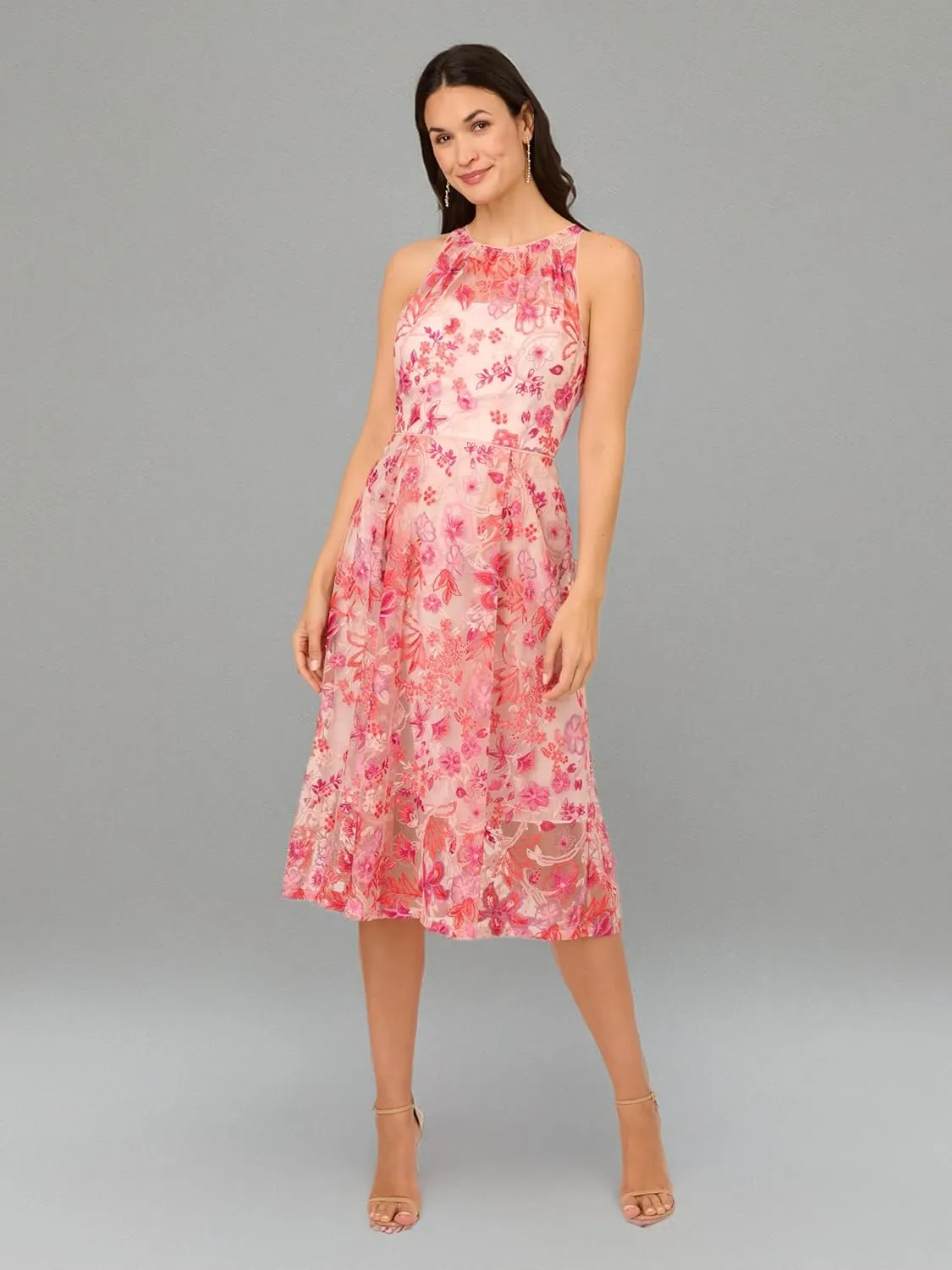 Adrianna Papell Women's Embroidered Fit and Flare