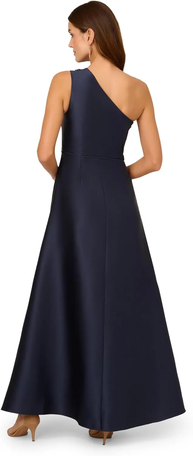 Adrianna Papell Women's One Shoulder Mikado Gown