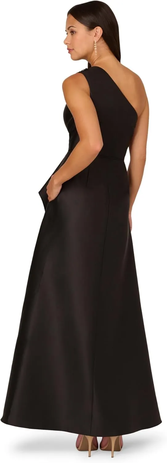 Adrianna Papell Women's One Shoulder Mikado Gown